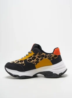 Baskets Ideal Shoes Jaune Talon De 4 À 6cm