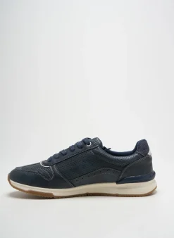 Baskets Mustang Bleu Bout Rond