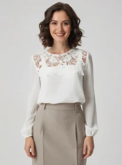 Blouse One Step Blanc Manches Longues