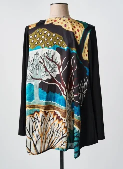 Blouse Poissons Blancs Noir Manches Longues