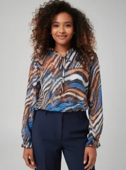 Blouse Quattro Bleu Manches Longues