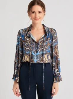 Blouse Quattro Bleu Manches Longues