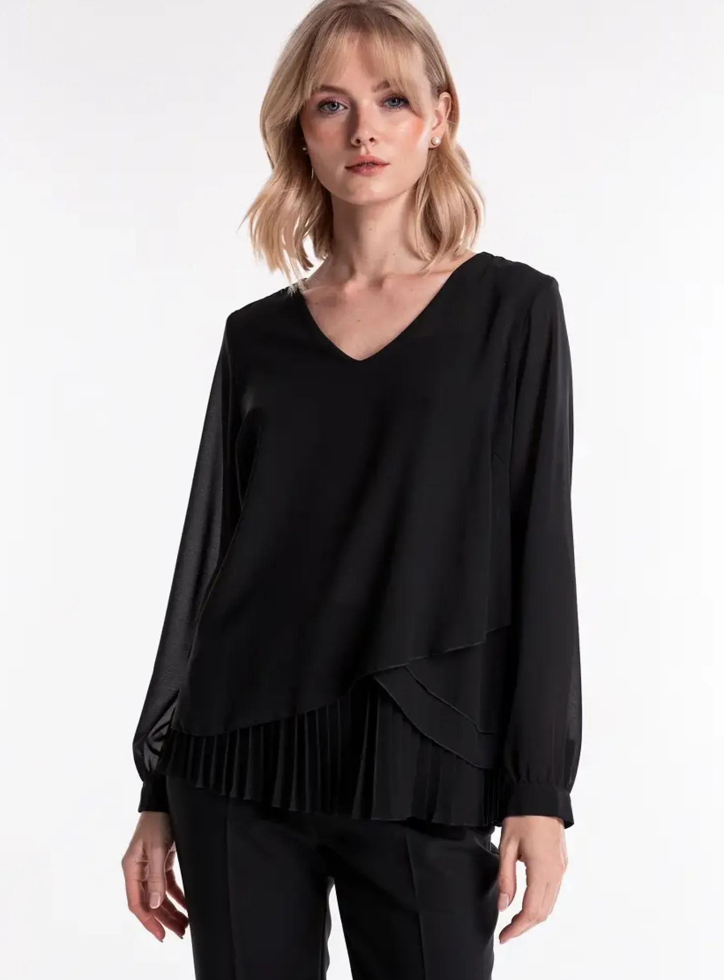 Blouse Quattro Noir Manches Longues