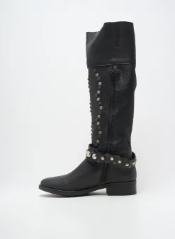 Bottes Mlv Noir Talon Plat Jusqu'à 3cm