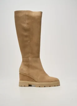 Bottes Softwaves Beige Talon Plat Jusqu'à 3cm