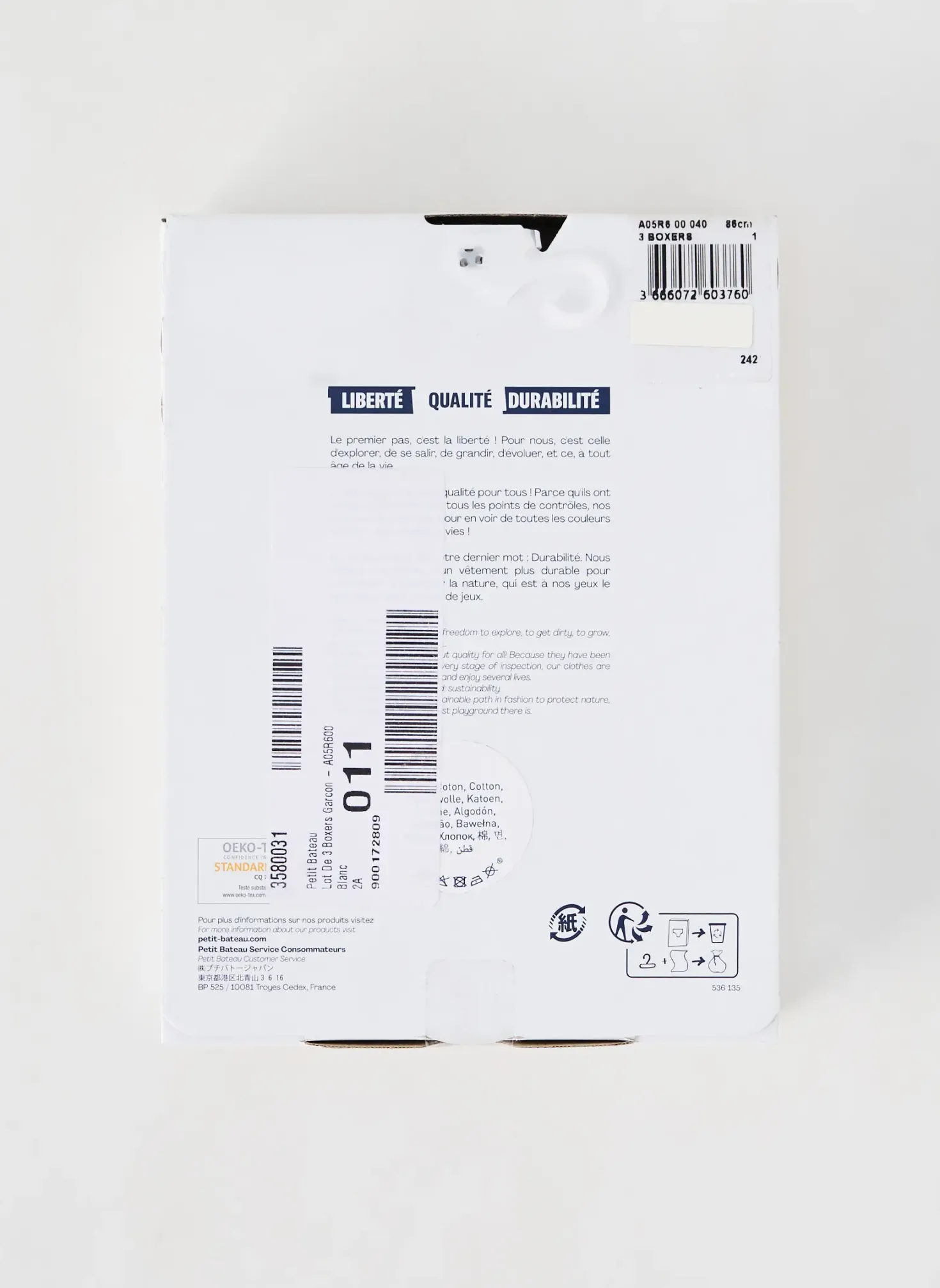 Boxer Petit Bateau Blanc