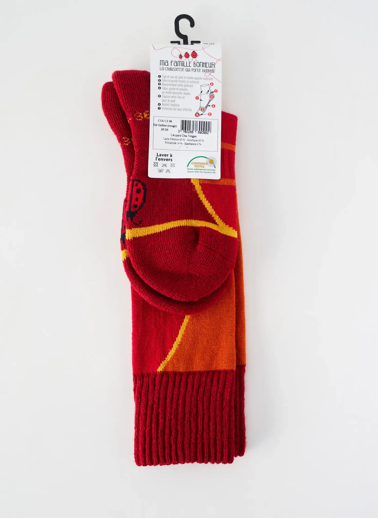 Chaussettes Ma Famille Bonheur Rouge
