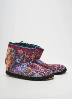Chaussons/pantoufles Ruban Rouge Violet Talon Plat Jusqu'à 3cm