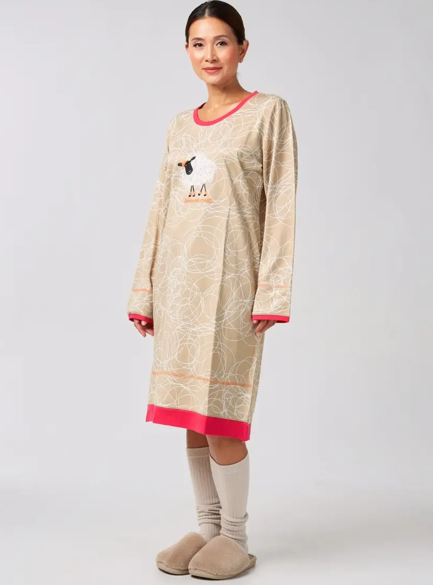 Chemise De Nuit Rose Pomme Beige
