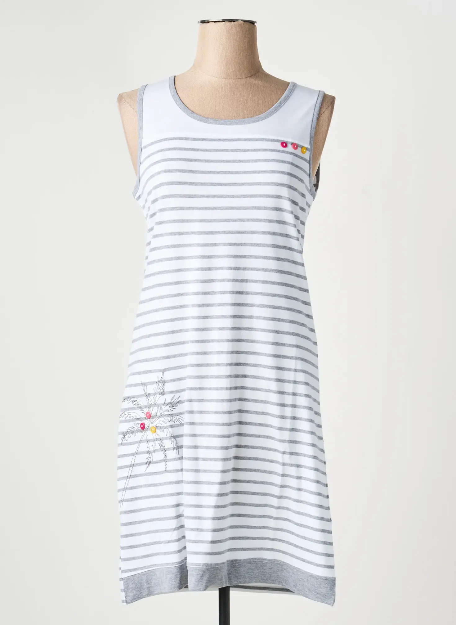 Chemise De Nuit Rose Pomme Blanc
