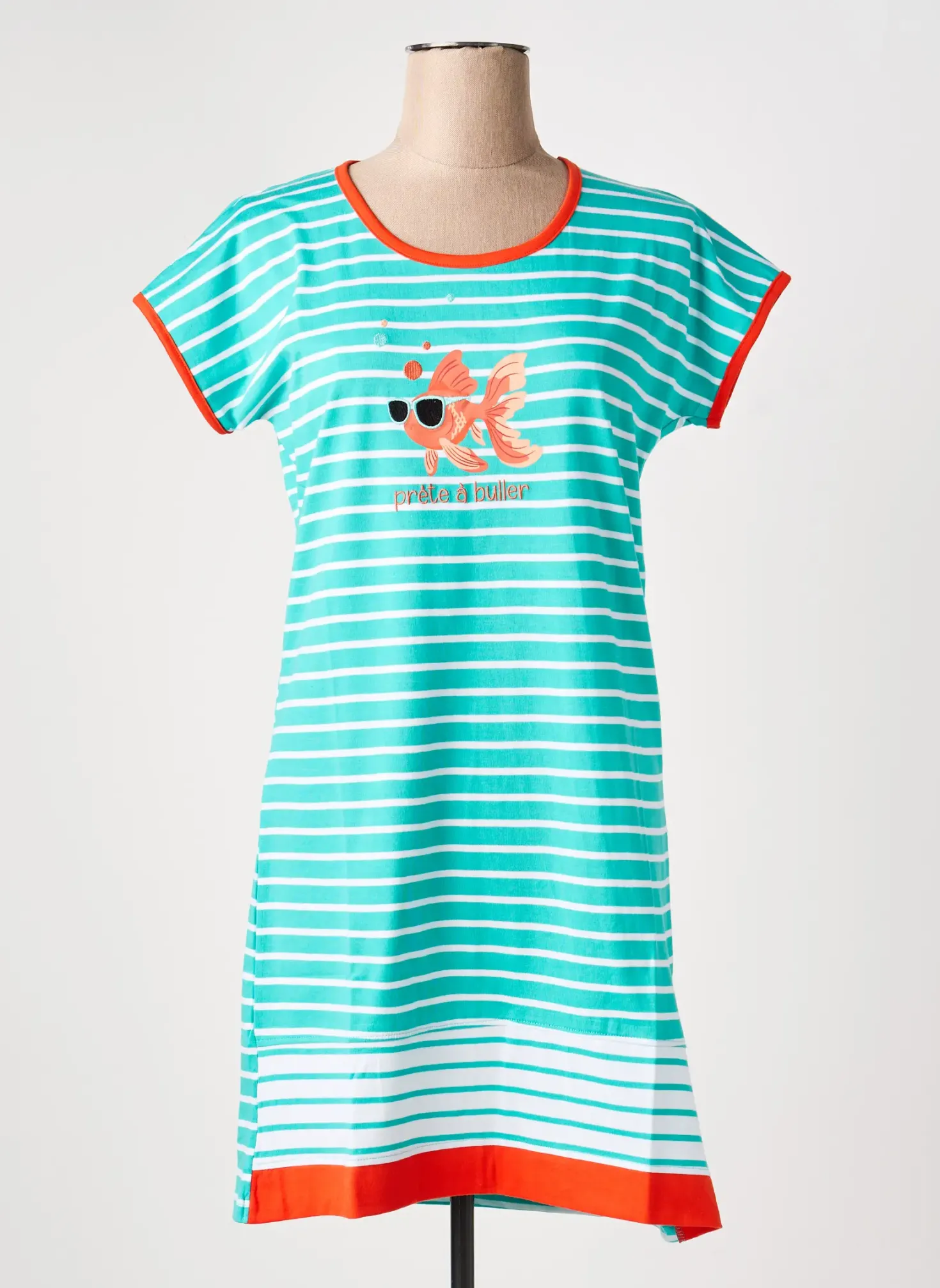 Chemise De Nuit Rose Pomme Bleu