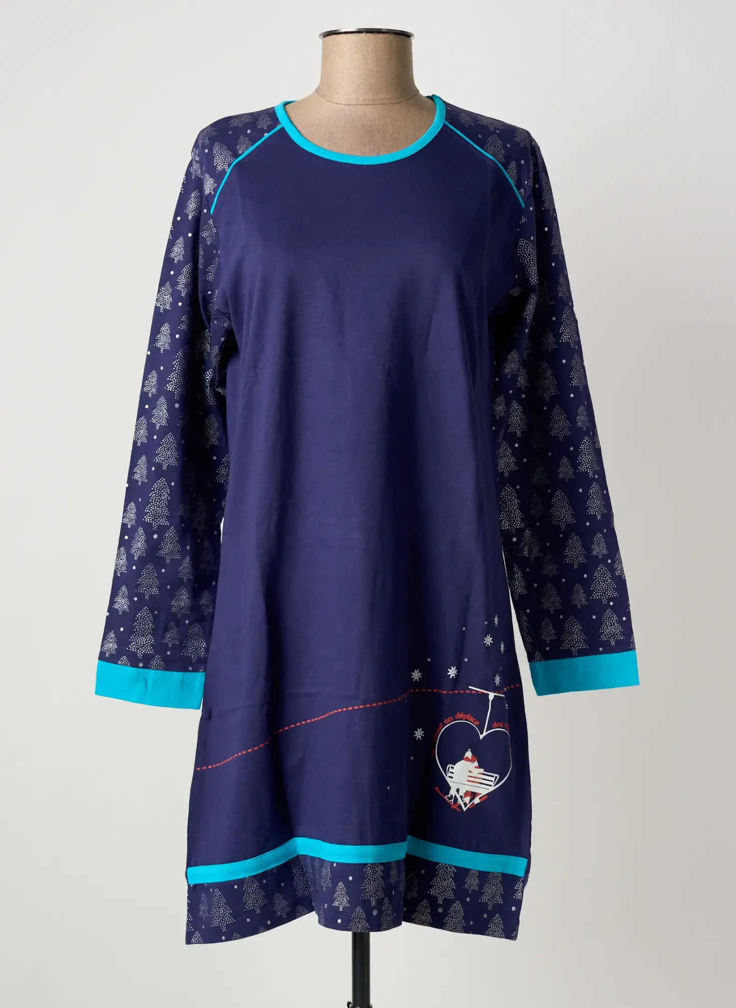 Chemise De Nuit Rose Pomme Bleu