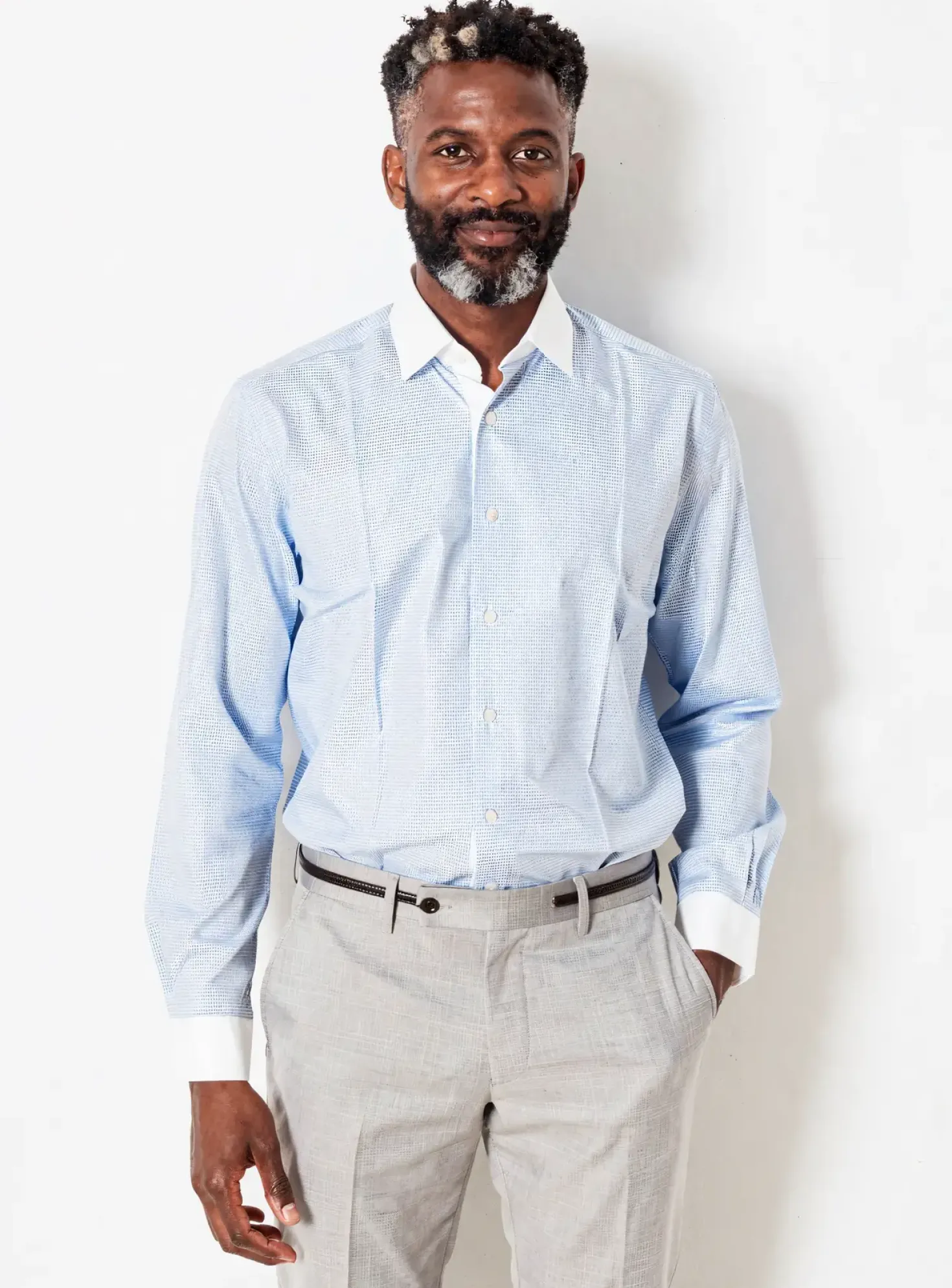 Chemise Manches Longues Pierre Cardin Bleu