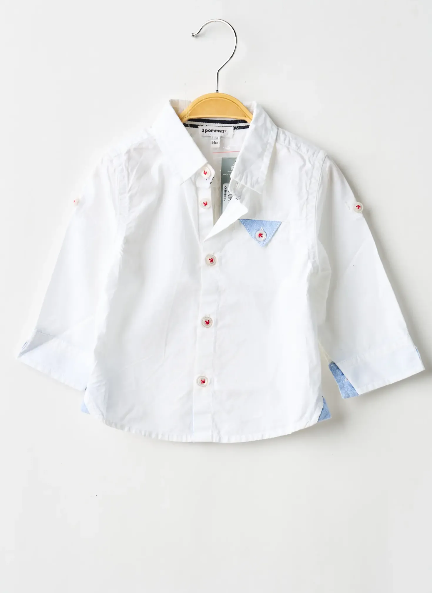 Chemise Manches Longues 3 Pommes Blanc