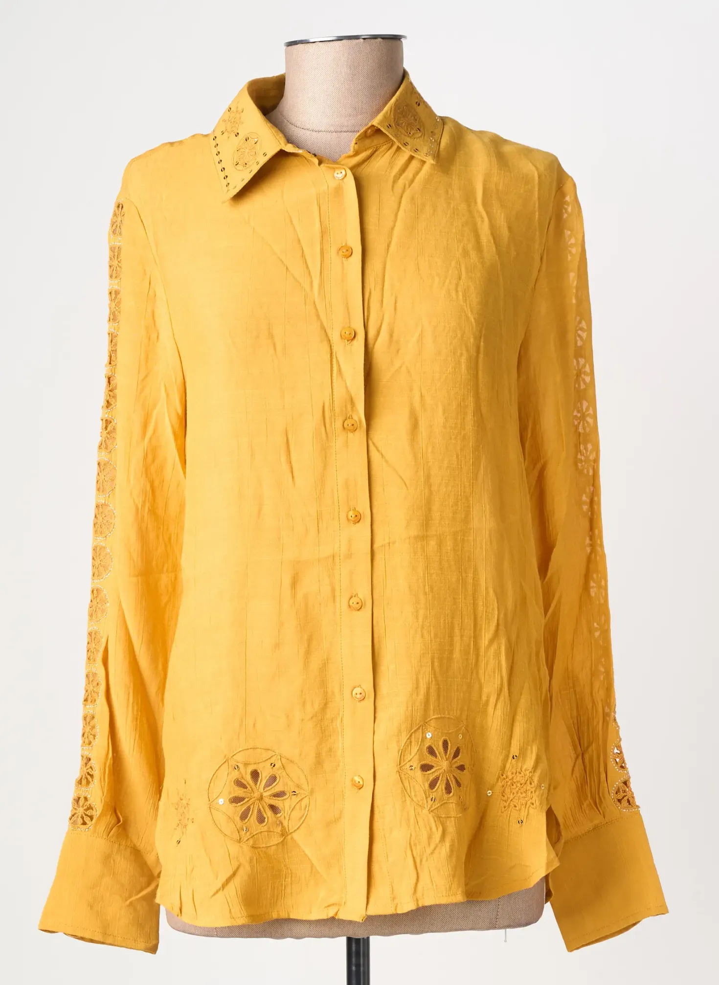 Chemisier Desigual Jaune Manches Longues