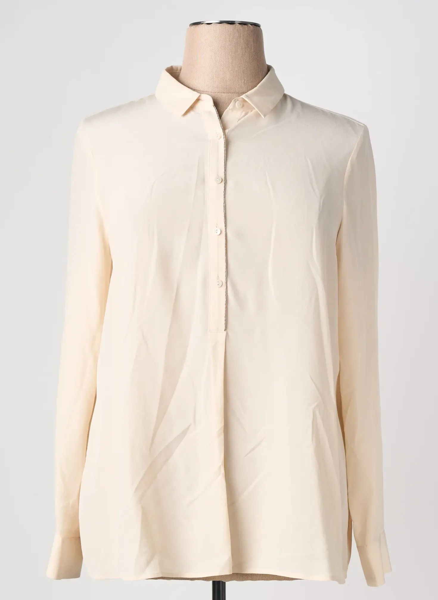 Chemisier Devernois Beige Manches Longues