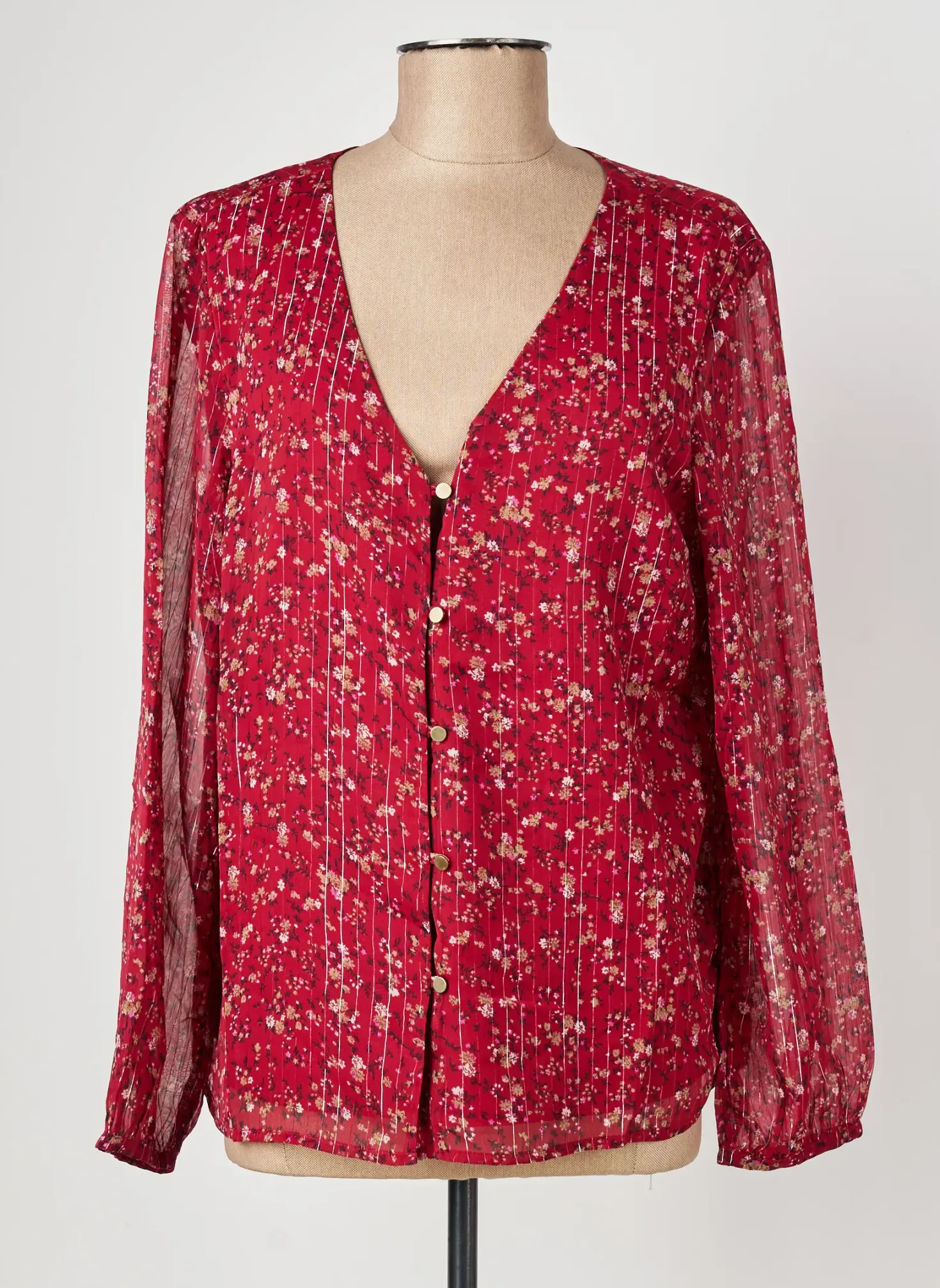 Chemisier I.code (by Ikks) Rouge Manches Longues