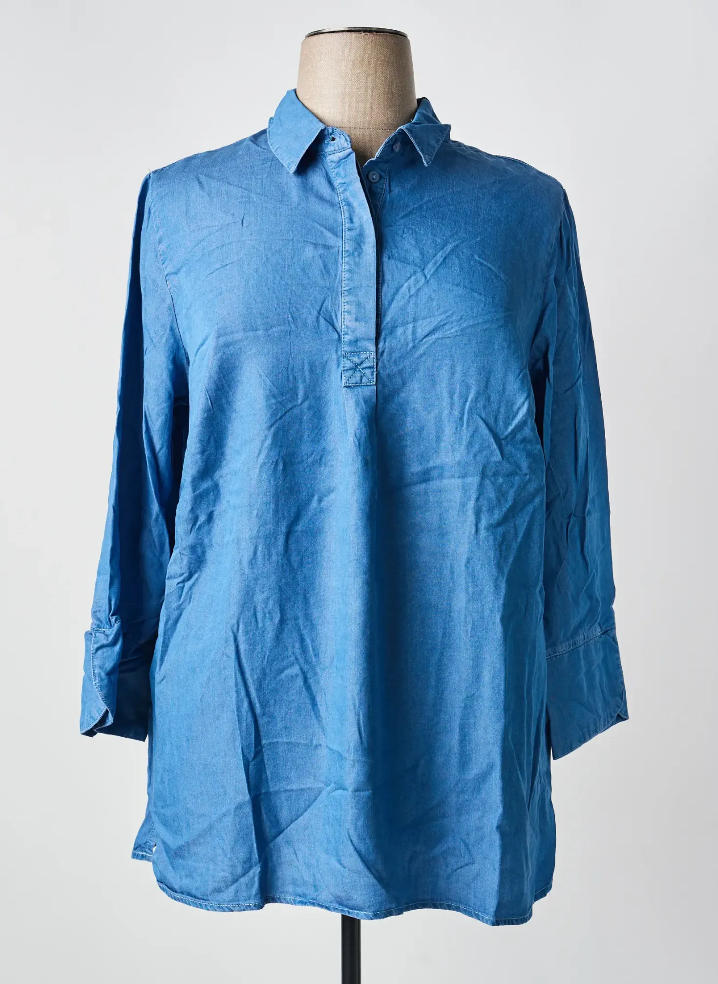Chemisier Sheego Bleu Manches Longues