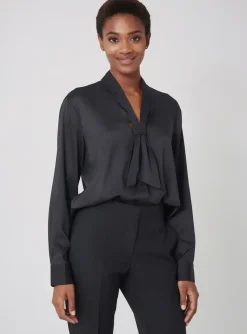 Chemisier Sophia Curvy Noir Manches Longues