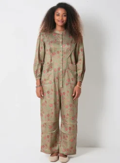 Combi-pantalon Cherubina Vert Manches Longues