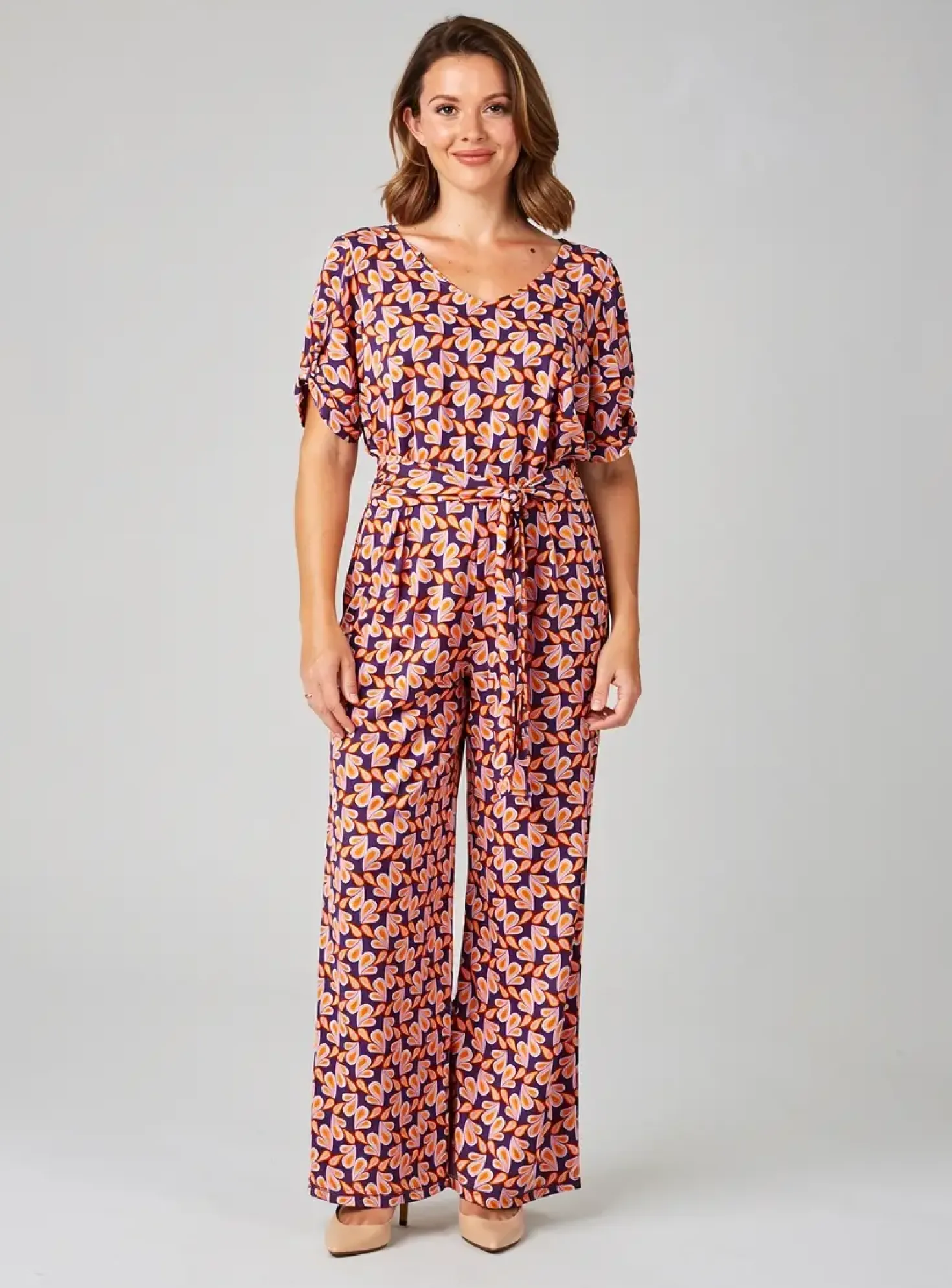Combi-pantalon Gevana Violet Manches Courtes