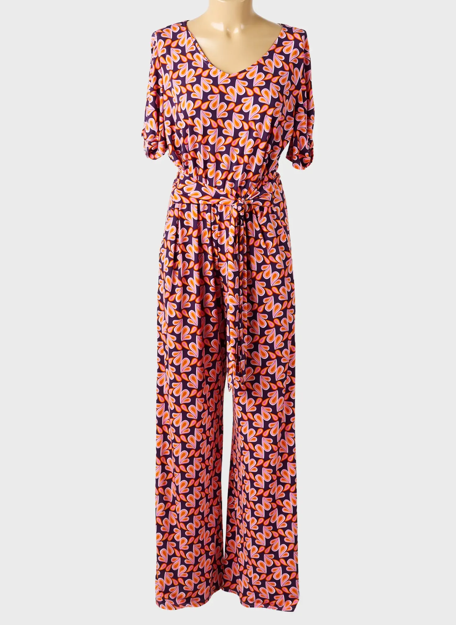 Combi-pantalon Gevana Violet Manches Courtes