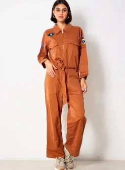 Combi-pantalon Rose Garden Marron Manches Longues