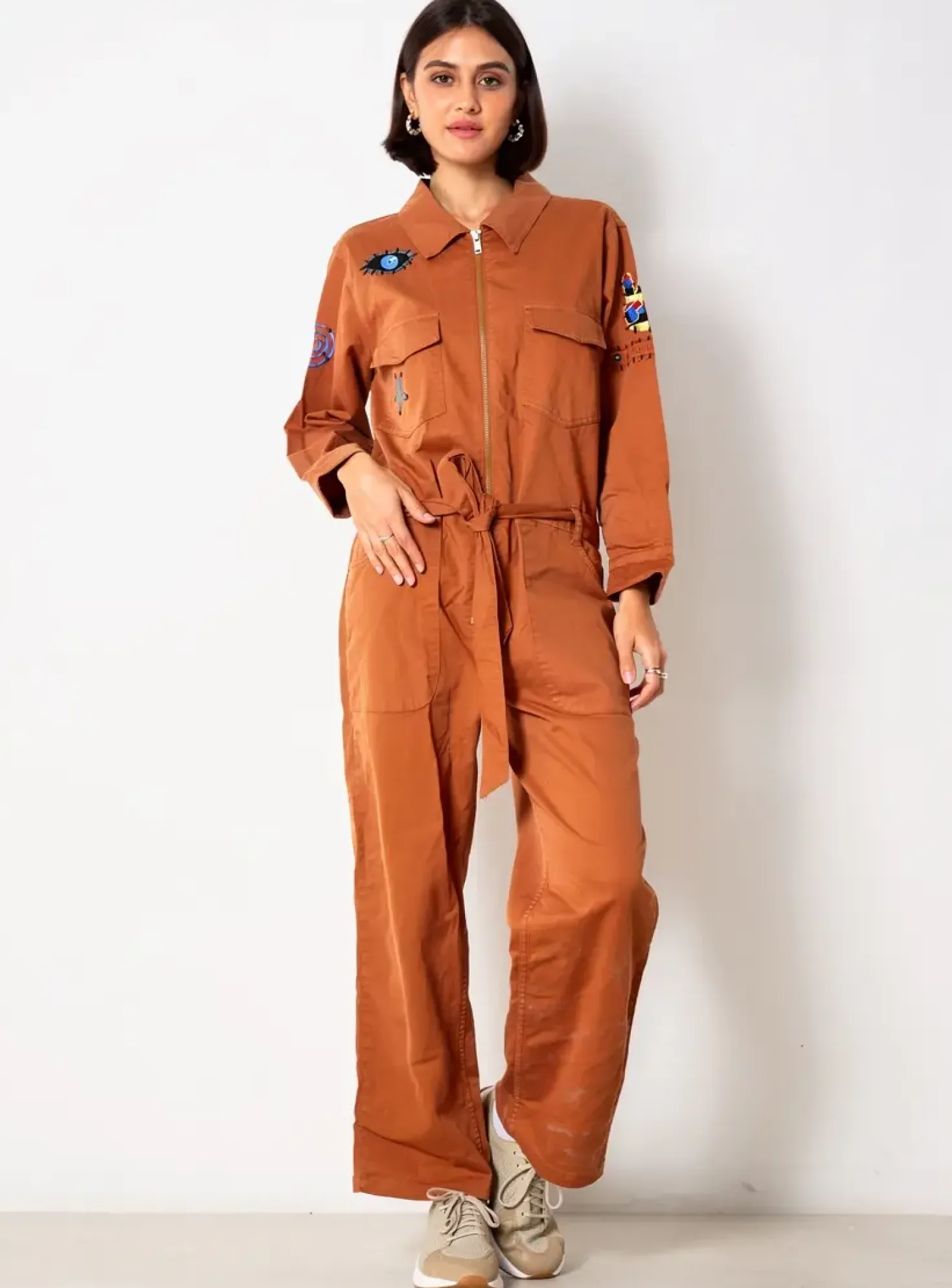 Combi-pantalon Rose Garden Marron Manches Longues