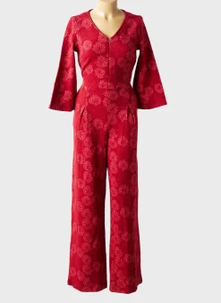 Combi-pantalon Who's That Girl Rouge Manches 3/4