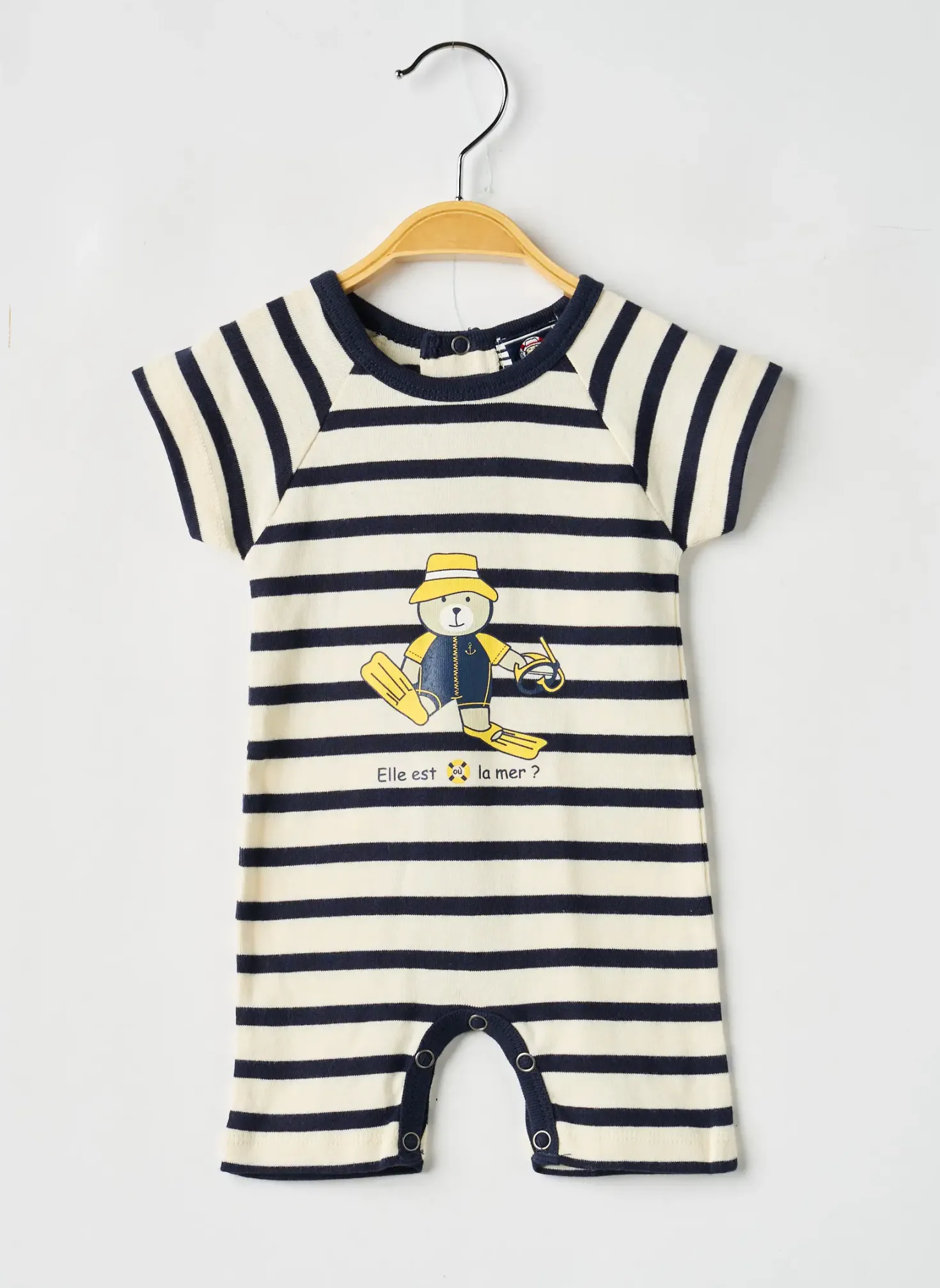 Combishort Elle Est Ou La Mer Bleu Manches Courtes