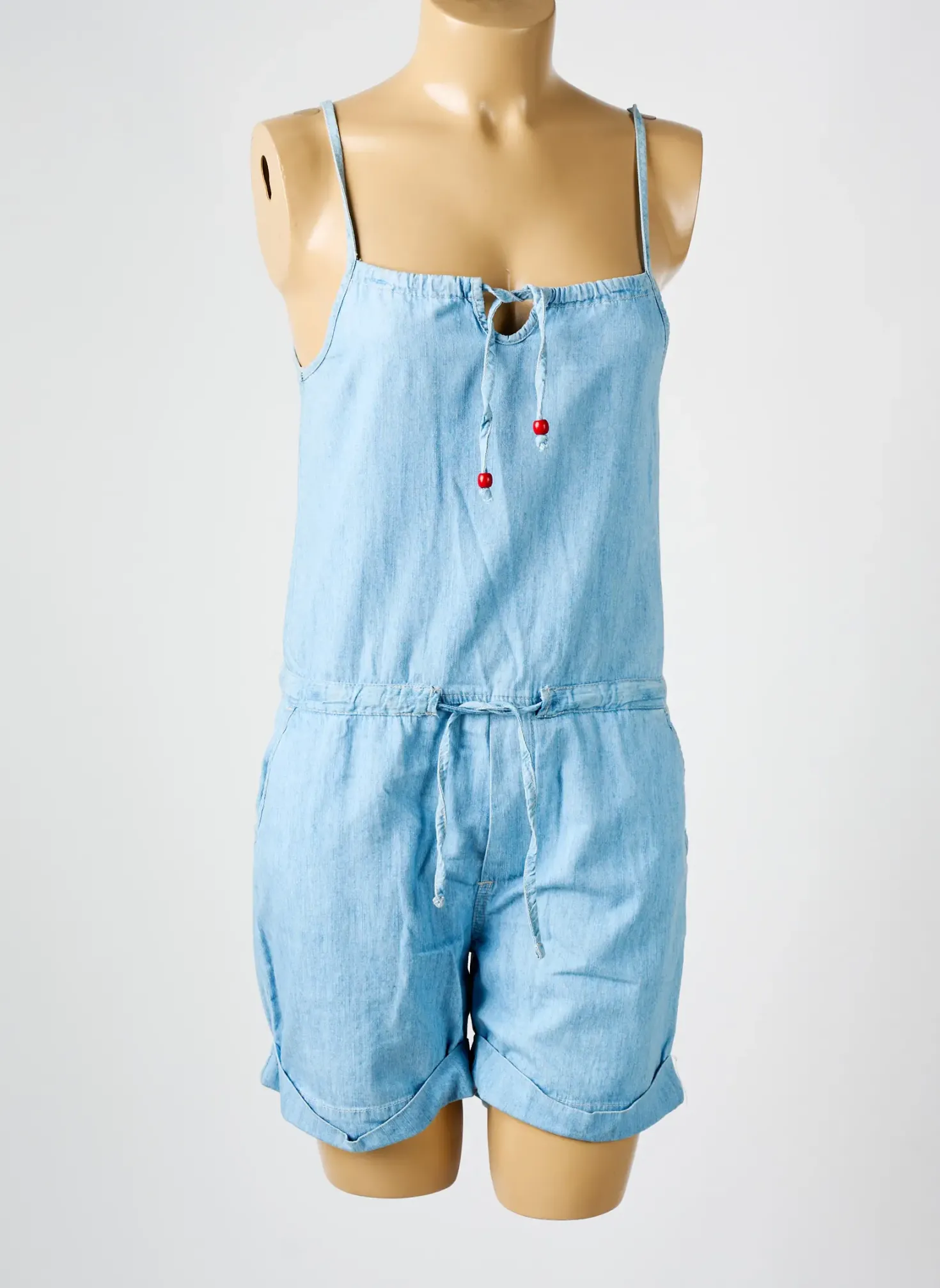 Combishort Le Temps Des Cerises Bleu Fines Bretelles