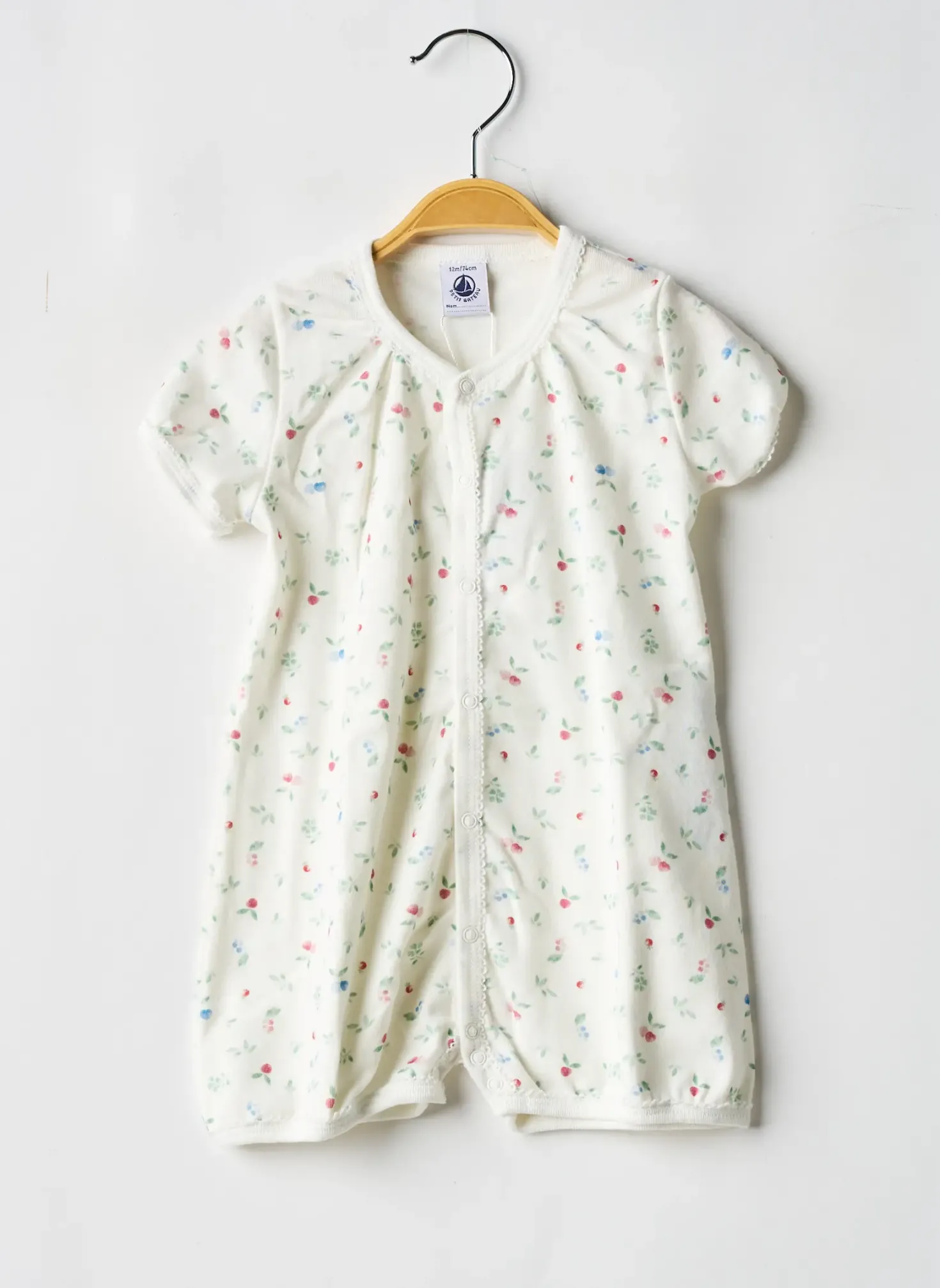 Combishort Petit Bateau Blanc Manches Courtes