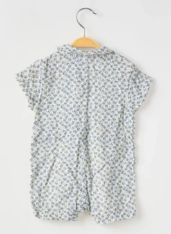 Combishort Petit Bateau Bleu Manches Courtes