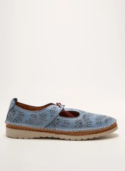 Derbies Alenoa Bleu Talon Plat Jusqu'à 3cm