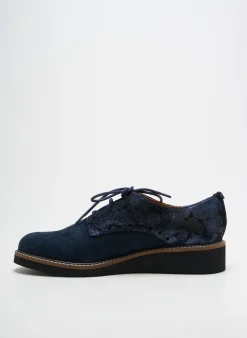 Derbies Fugitive By Francesco Rossi Bleu Talon Plat Jusqu'à 3cm