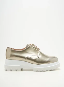 Derbies Pertini Or Talon Plat Jusqu'à 3cm