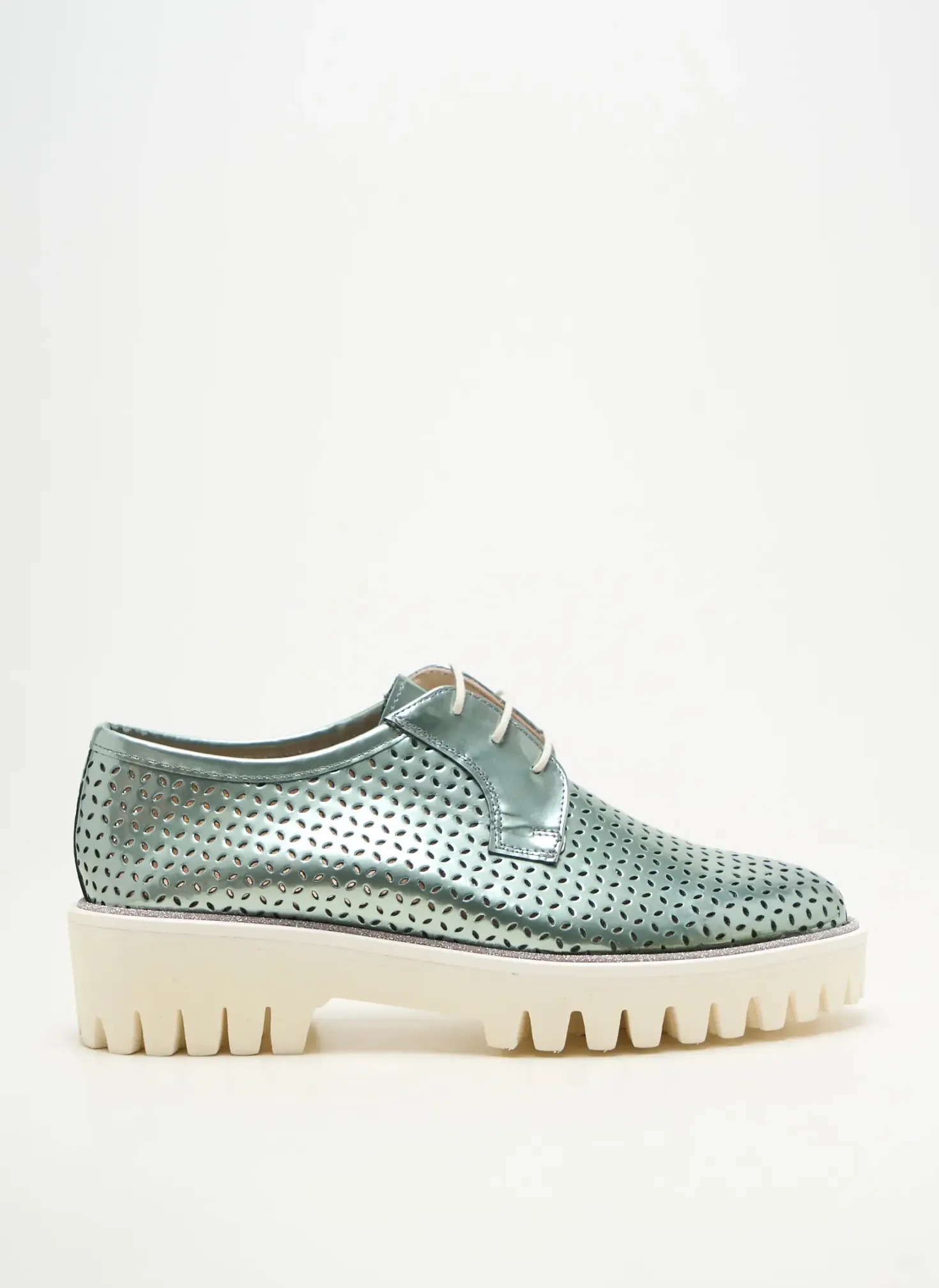 Derbies Pertini Vert Talon Plat Jusqu'à 3cm