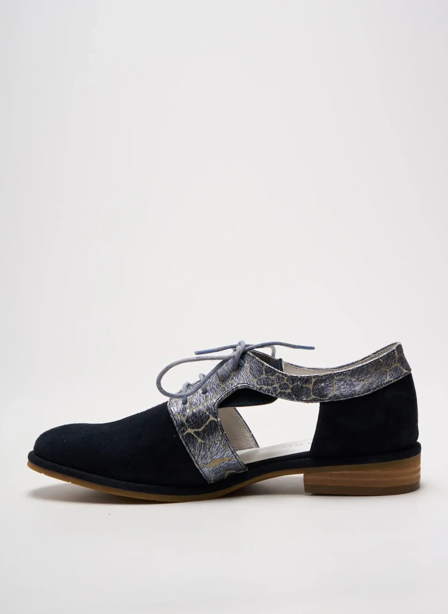 Derbies Regard Bleu Talon Plat Jusqu'à 3cm