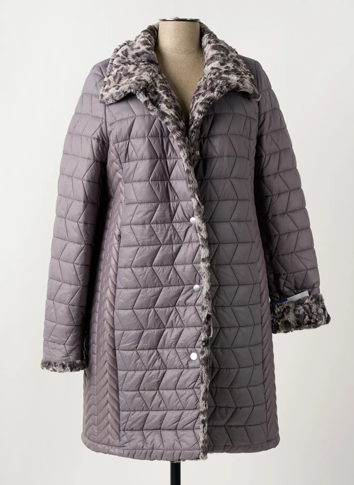 Doudoune Fashion Gris Sans Capuche