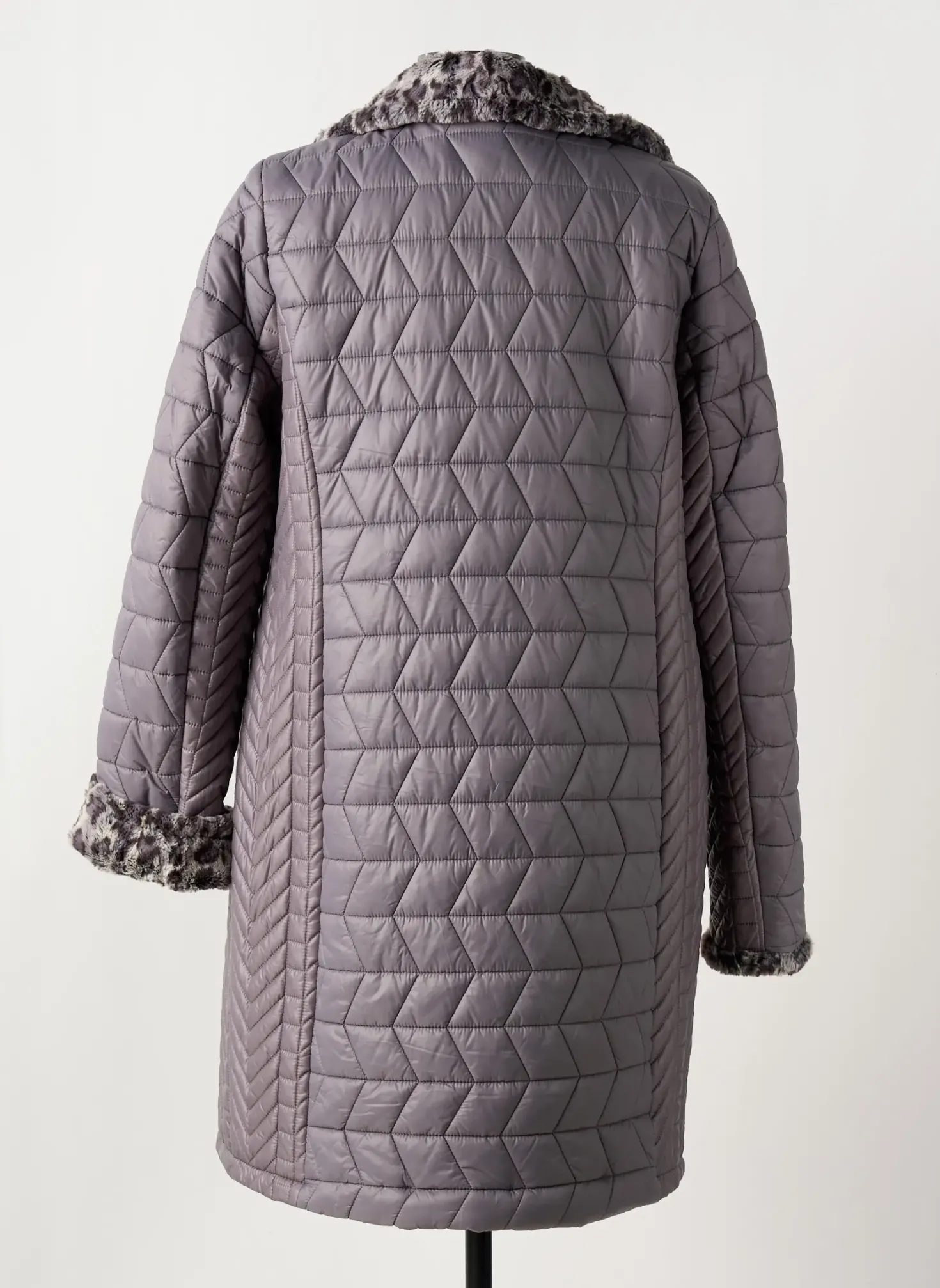 Doudoune Fashion Gris Sans Capuche