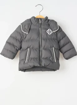 Doudoune 3 Pommes Gris A Capuche