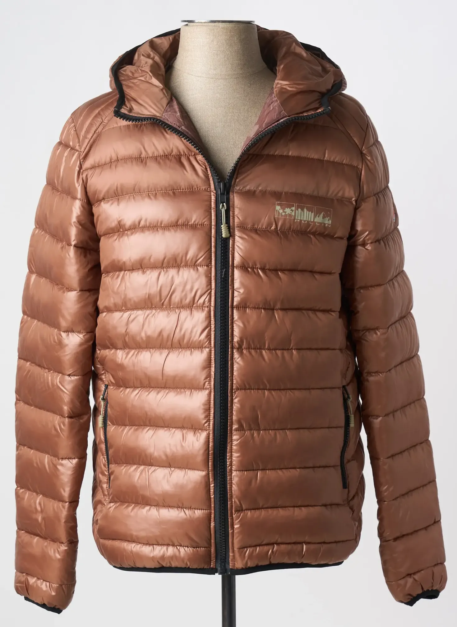 Doudoune Pull In Marron A Capuche