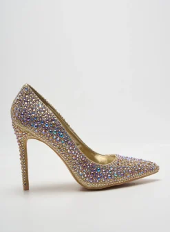 Escarpins Moow Or Talon Haut De 10cm Et Plus
