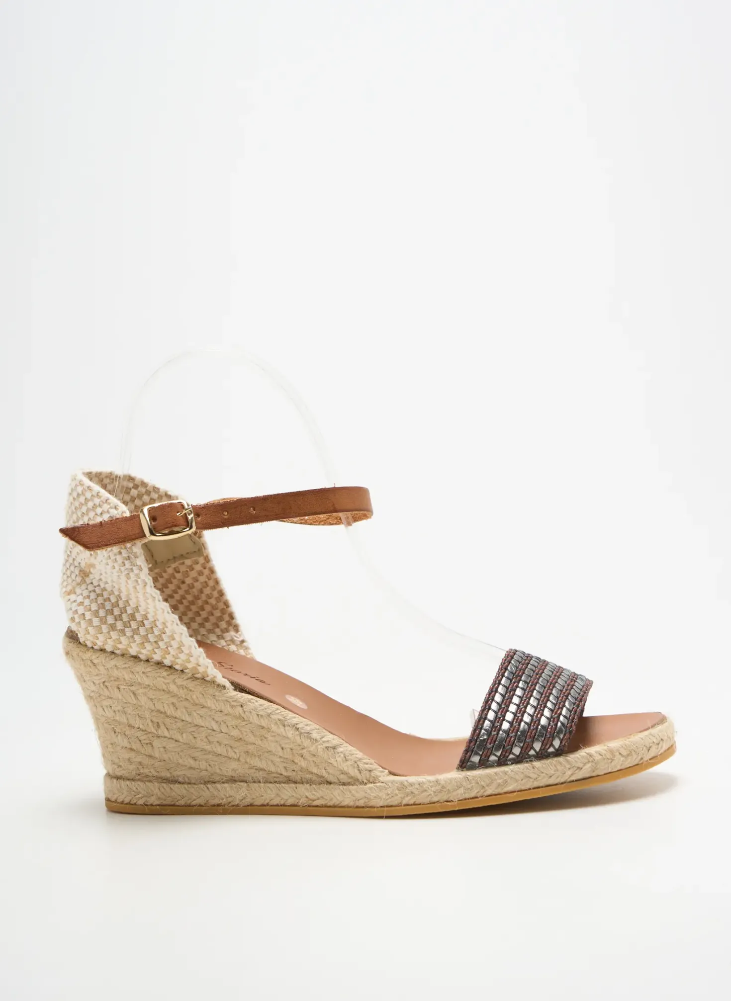 Espadrilles Bella Storia Argent Talon De 4 À 6cm