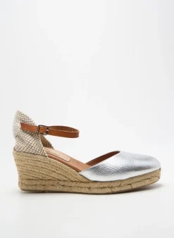 Espadrilles Carmen Saiz Argent Talon De 7 À 9cm