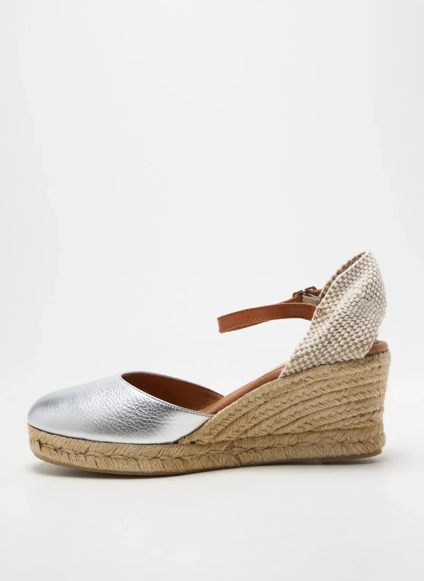 Espadrilles Carmen Saiz Argent Talon De 7 À 9cm