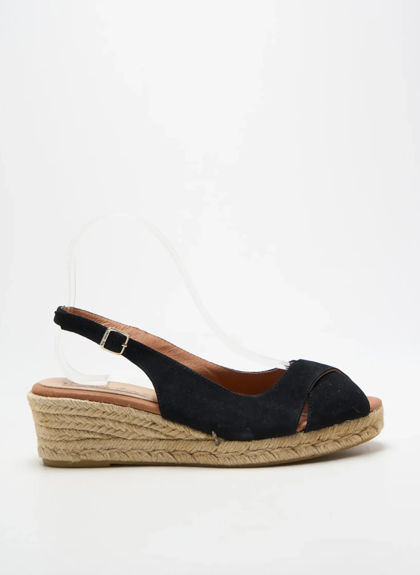 Espadrilles Carmen Saiz Noir Talon De 4 À 6cm