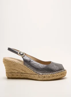 Espadrilles La Maison De L'espadrille Argent Talon De 7 À 9cm