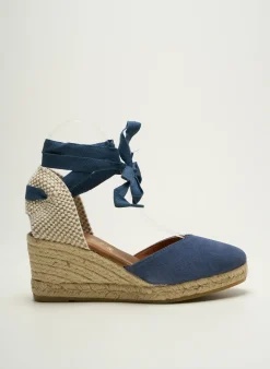 Espadrilles La Maison De L'espadrille Bleu Talon De 7 À 9cm