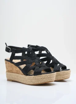 Espadrilles Mano Noir Talon De 7 À 9cm